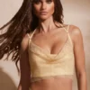 Corset à col bénitier orné Selena en doré Corset à col bénitier orné Selena en doré