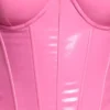 Corset crop top à armatures en vinyle Cassandra, rose Corset crop top à armatures en vinyle Cassandra, rose
