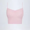 Crop top caraco froncé Livia en pointelle rose pâle Crop top caraco froncé Livia en pointelle rose pâle