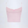 Crop top caraco froncé Livia en pointelle rose pâle Crop top caraco froncé Livia en pointelle rose pâle