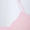 Crop top caraco froncé Livia en pointelle rose pâle Crop top caraco froncé Livia en pointelle rose pâle