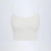 Crop top caraco froncé Livia Pointelle en blanc Crop top caraco froncé Livia Pointelle en blanc