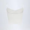 Crop top caraco froncé Livia Pointelle en blanc Crop top caraco froncé Livia Pointelle en blanc