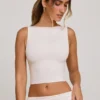 Crop top à col haut et dos nu Wren, blanc Crop top à col haut et dos nu Wren, blanc