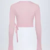 Crop top croisé Lou en pointelle rose pâle Crop top croisé Lou en pointelle rose pâle