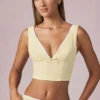 Crop top Magda à nœud, rayures jaune citron Crop top Magda à nœud, rayures jaune citron