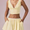 Crop top Magda à nœud, rayures jaune citron Crop top Magda à nœud, rayures jaune citron