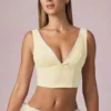 Crop top Magda à nœud, rayures jaune citron Crop top Magda à nœud, rayures jaune citron