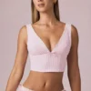 Crop top Magda à nœud, rayures mauve pâle Crop top Magda à nœud, rayures mauve pâle