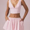 Crop top Magda à nœud, rayures mauve pâle Crop top Magda à nœud, rayures mauve pâle