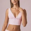Crop top Magda à nœud, rayures mauve pâle Crop top Magda à nœud, rayures mauve pâle