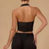 Crop top à nouer sur le devant et à dos nu Harbour, noir