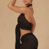 Crop top à nouer sur le devant et à dos nu Harbour, noir