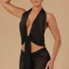 Crop top à nouer sur le devant et à dos nu Harbour, noir