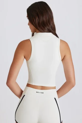 Crop top polo Soft Active en ivoire
