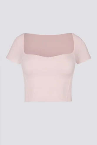 Crop top Soft Active à encolure en cœur, rose ballet