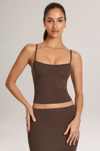 Débardeur Ailany à encolure dégagée en modal, couleur chocolat