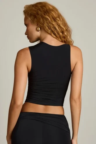 Débardeur asymétrique froncé Kirbie en noir