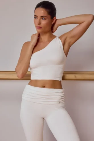 Débardeur asymétrique torsadé blanc cassé