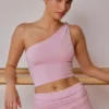 Débardeur asymétrique torsadé rose pâle Débardeur asymétrique torsadé rose pâle