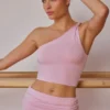 Débardeur asymétrique torsadé rose pâle Débardeur asymétrique torsadé rose pâle