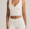 Débardeur boutonné à côtes en modal Lene, blanc Débardeur boutonné à côtes en modal Lene, blanc