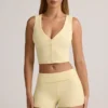 Débardeur à boutons en modal côtelé Lene, couleur jaune crème Débardeur à boutons en modal côtelé Lene, couleur jaune crème