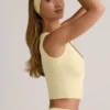 Débardeur à boutons en modal côtelé Lene, couleur jaune crème Débardeur à boutons en modal côtelé Lene, couleur jaune crème