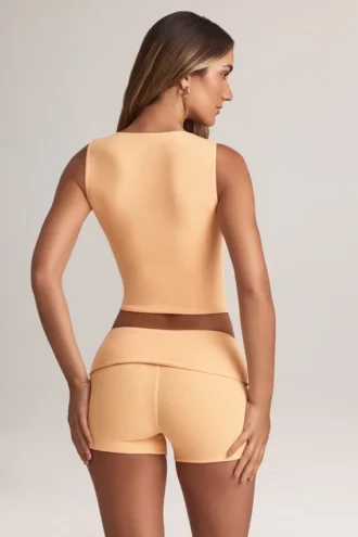 Débardeur à boutons en modal côtelé Lene, couleur pêche