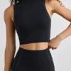 Débardeur à col roulé Soft Active en noir Débardeur à col roulé Soft Active en noir