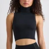 Débardeur à col roulé Soft Active en noir Débardeur à col roulé Soft Active en noir