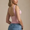 Débardeur Elinda en modal à encolure plongeante et bordure festonnée, rose pâle Débardeur Elinda en modal à encolure plongeante et bordure festonnée, rose pâle