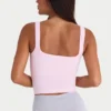 Débardeur à encolure carrée en modal côtelé doux sans coutures, rose poudré Débardeur à encolure carrée en modal côtelé doux sans coutures, rose poudré