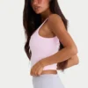 Débardeur à encolure carrée en modal côtelé doux sans coutures, rose poudré Débardeur à encolure carrée en modal côtelé doux sans coutures, rose poudré