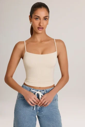 Débardeur à encolure dégagée Ailany en modal, couleur ivoire
