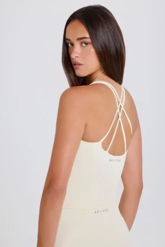 Débardeur long à dos croisé, couleur crème