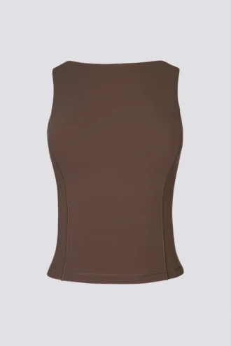 Débardeur Soft Active à encolure bateau et dos nu, couleur Cacao