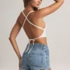Débardeur Zia en modal à dos croisé, blanc Débardeur Zia en modal à dos croisé, blanc