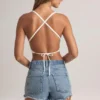 Débardeur Zia en modal à dos croisé, blanc Débardeur Zia en modal à dos croisé, blanc