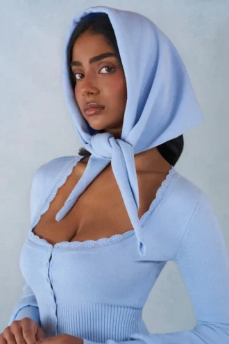 Foulard en maille Aviana bleu pâle