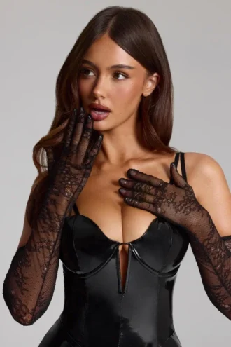 Gants en dentelle Poe, couleur noire