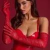Gants en dentelle Poe, couleur rouge feu Gants en dentelle Poe, couleur rouge feu