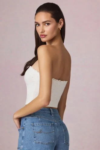 Hania : caraco en modal à broderie anglaise, blanc
