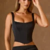 Hannie Haut corset à lacets en noir Hannie Haut corset à lacets en noir