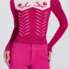 Haut ajusté à manches longues en maille, rose magenta Haut ajusté à manches longues en maille, rose magenta