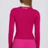 Haut ajusté à manches longues en maille, rose magenta Haut ajusté à manches longues en maille, rose magenta