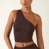 Haut asymétrique Andi en modal, couleur chocolat