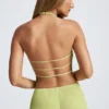 Haut asymétrique à dos nu et col licou Elania, vert olive Haut asymétrique à dos nu et col licou Elania, vert olive