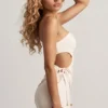 Haut asymétrique en jersey texturé Nerina, blanc