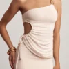 Haut asymétrique en jersey texturé Nerina, blanc